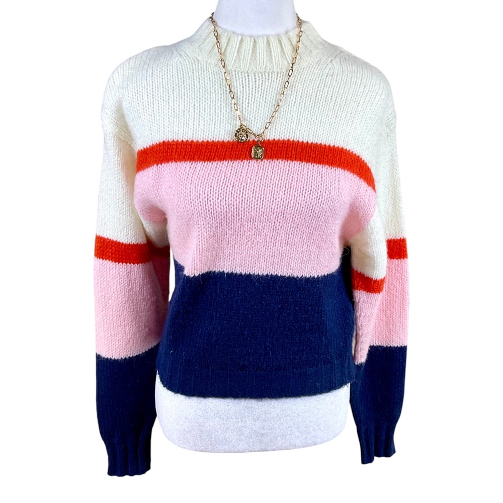 Rebecca Minkoff Sweater Mock Neck Sporty Stripes Colorblock (XXS)